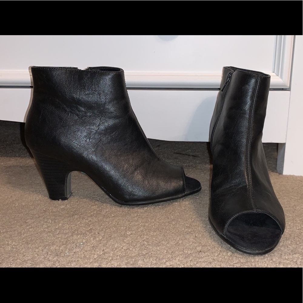 Black Peep-Toe Booties